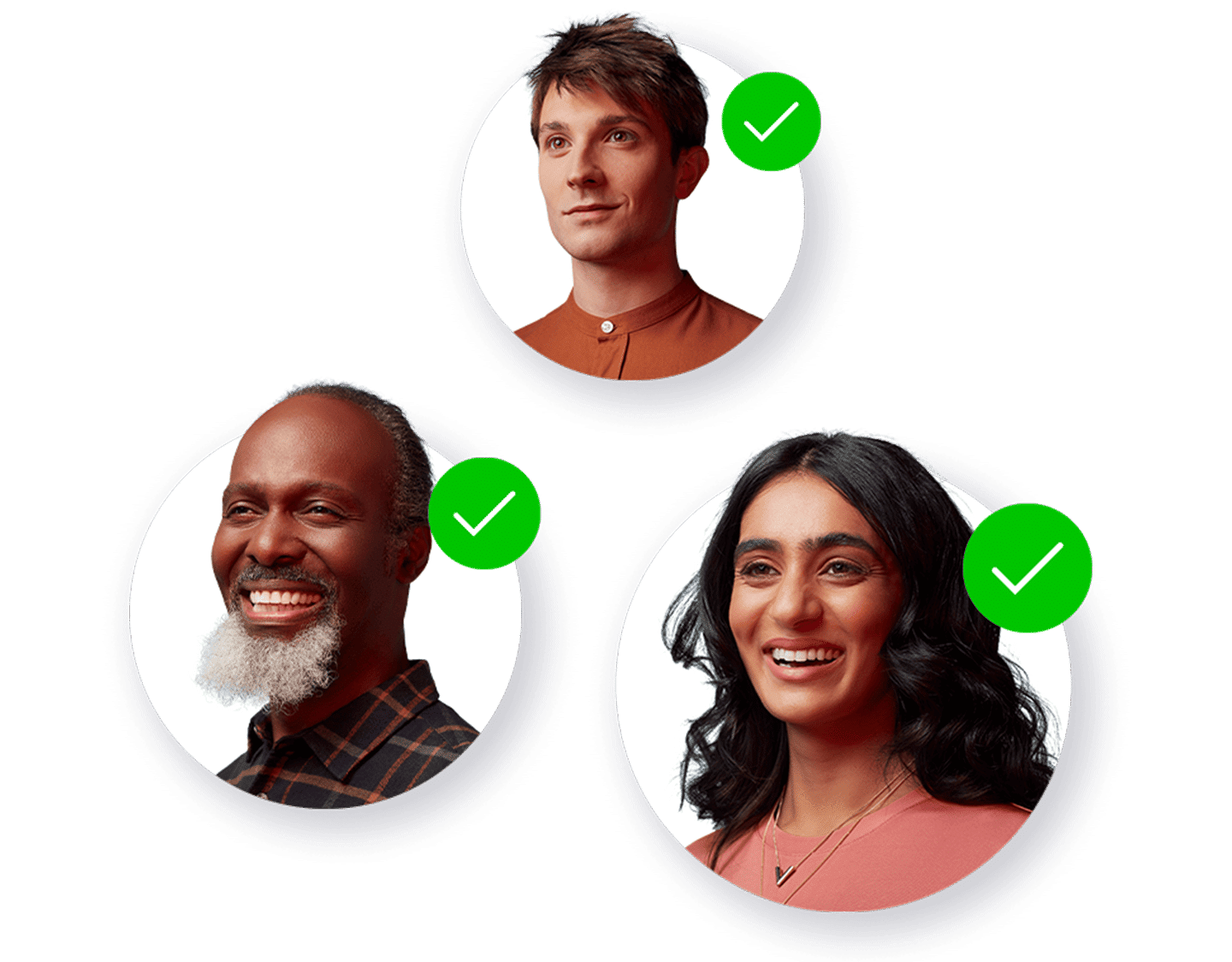image of three people verified with checkmarks